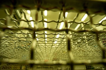Stainless steel mesh background, square wireframe stainless material.