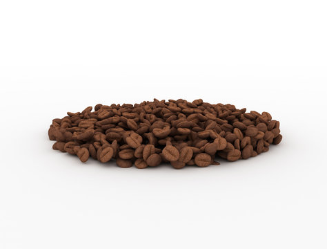 Coffee beans isolated on white background. 3D illustration