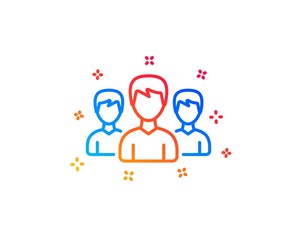 Group line icon. Users or Teamwork sign. Male Person silhouette symbol. Gradient design elements. Linear group icon. Random shapes. Vector