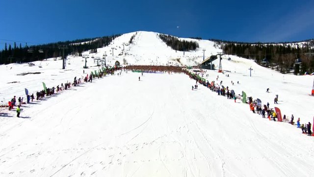 Mass descent from the mountain in swimsuits, Grelka fest 2019