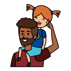 afro father with daughter characters