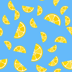 Sliced lemon seamless pattern vector.