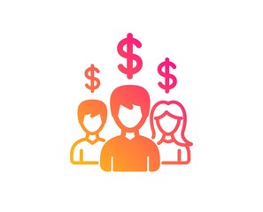 Business networking icon. Group of people with Dollar signs. Classic flat style. Gradient salary employees icon. Vector