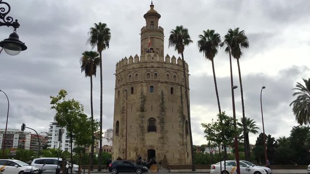 View of Torre del Oro, in Seville, Andalusia, Spain.
