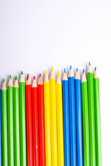  Colorful pencils on white background. Color pencil with copy space
