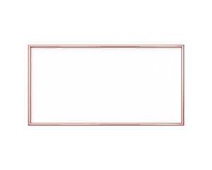 Rose gold frame mockup on a white background. 1x2 Horizontal. 3d Rendering