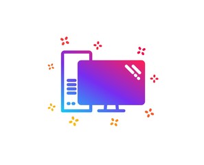 Computer icon. PC component sign. Monitor with case symbol. Dynamic shapes. Gradient design computer icon. Classic style. Vector