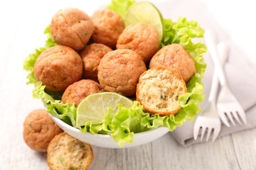 bowl of vegan ball with lettuce