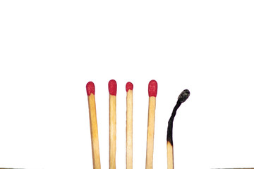 Burnt match between new matches