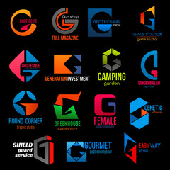 Company modern colorful corporate identity H icons