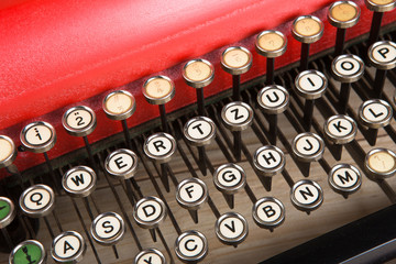 vintage typewriter keyboard close up concept for writing, journalism, blogging