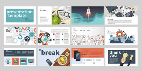 Business presentation templates. Flat vector illustration