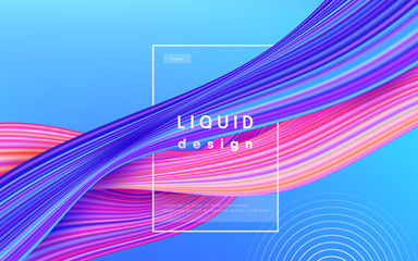 Wave color vector background. Liquid flow paint 3d design illustration. Geometric dynamic wavy color ink art concept