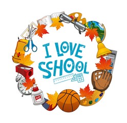 Back to school frame of educational supplies