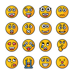 Emojis Flat Vector Icons Collection