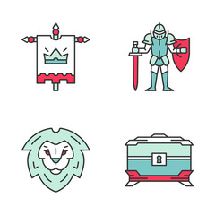 Medieval color icons set