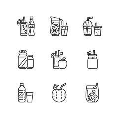 Outline icons. Drinks