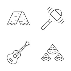 Mexican culture linear icons set