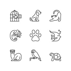 Outline icons. Pets
