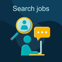 Search jobs flat concept vector icon