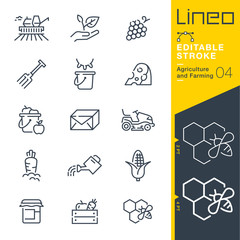 Lineo Editable Stroke - Agriculture and Farming line icons - obrazy, fototapety, plakaty
