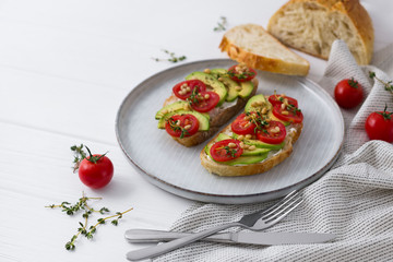 Sandwiches or tapas prepared with bread and tasty ingredients. Nice food for healthy breakfast ot lunch
