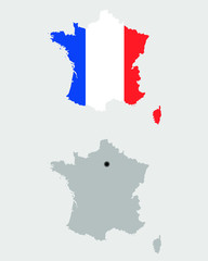  Contour of France in grey and in flag colors