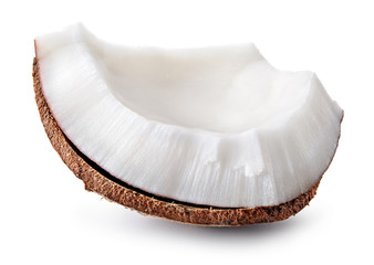  Coconut piece isolated. Cocos white. Coconut isolate.