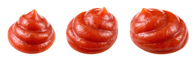 Red tomato ketchup on a white background. Clipping path.