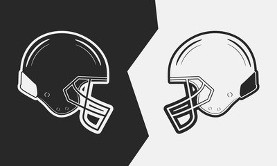 Two American football helmets. Black vs White. Vector illustration. © Denys Holovatiuk