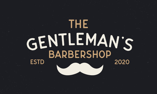 The Gentleman's barbershop logo. Barber logo with moustaches. Retro vintage style. Vector illustration