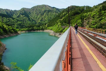 新緑の奥大井湖上駅