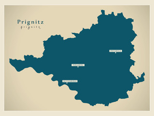 Modern Map - Prignitz county of Brandenburg DE