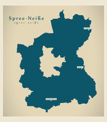 Modern Map - Spree-Neisse county of Brandenburg DE