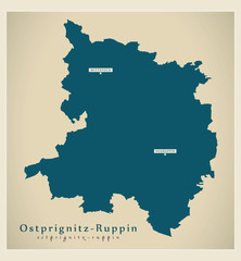 Modern Map - Ostprignitz-Ruppin county of Brandenburg DE