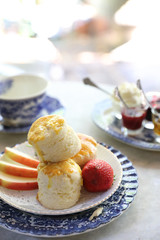 Scones with jam and tea english baked dessert