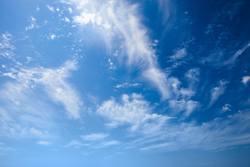 Blue sky with white clouds in sanny day. Background.