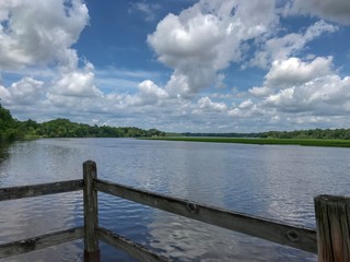 wooden pier on the river