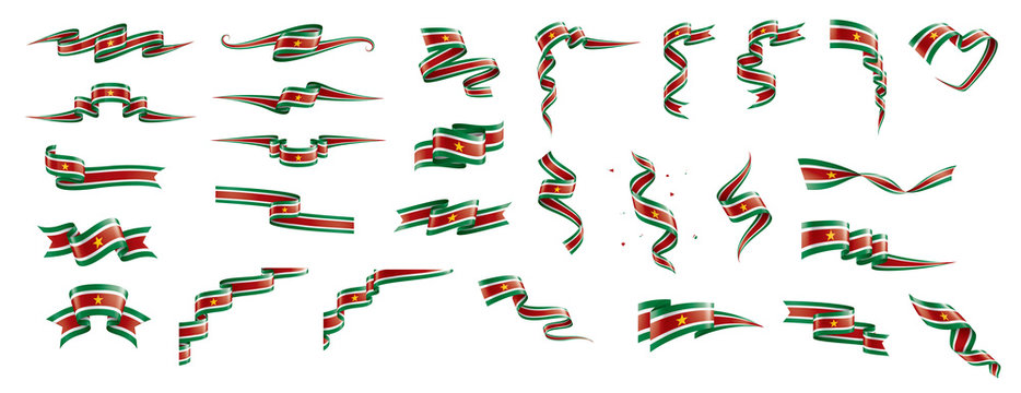 Suriname flag, vector illustration on a white background