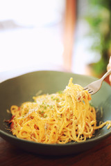 Spaghetti Carbonara , italian food cuisine