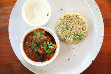 Masala curry , indian food with Biryani rice