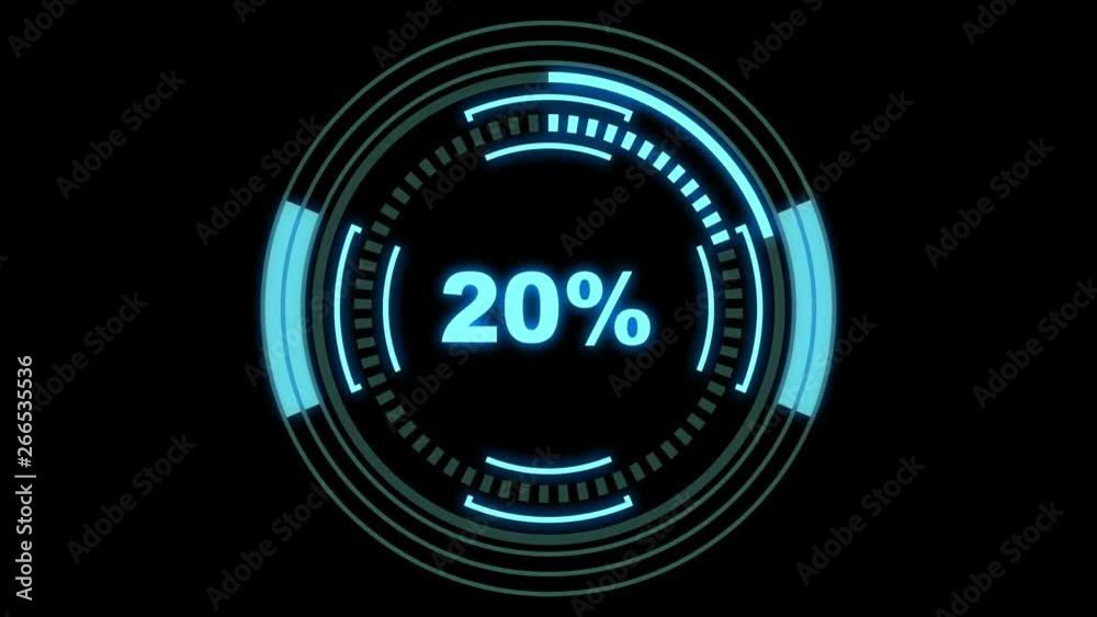 Wall mural loading and pending screen futuristic - hud elements and percentage counter, pending part is loopabl