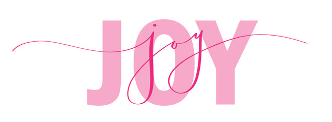 JOY mixed typography banner with brush calligraphy