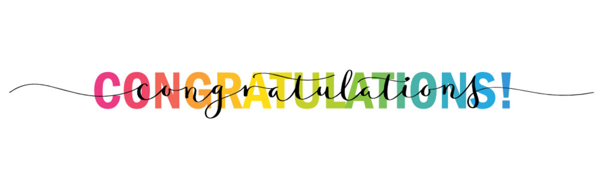 CONGRATULATIONS mixed typography banner with brush calligraphy