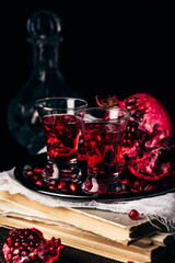 Alcoholic cocktail with pomegranate