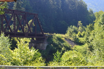 bridge across the river in the mountains