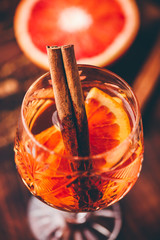 Close up of a glass of whiskey sour cocktail