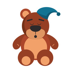 Naklejka premium Teddy bear with pijama hat cartoon