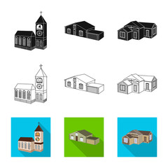 Isolated object of facade and housing sign. Collection of facade and infrastructure vector icon for stock.