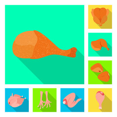 Isolated object of product and poultry icon. Set of product and agriculture    stock vector illustration.